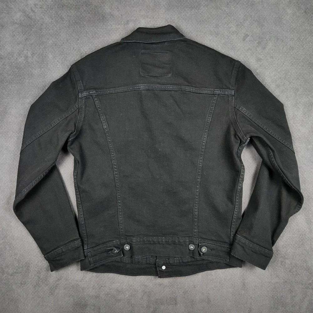 Levis Trucker Jacket Mens Small Faded Black Denim Button Front 72334-0223